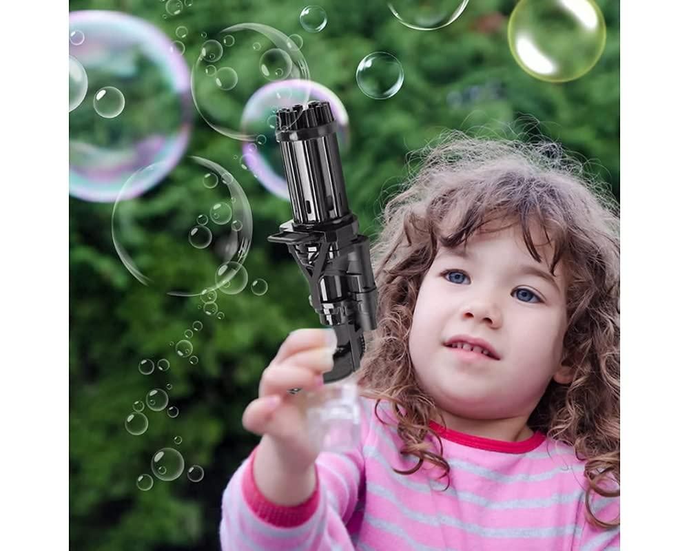 TechToys™ Bubble Gun- 8 Hole Automatic with 3 Batteries and Bubble Water