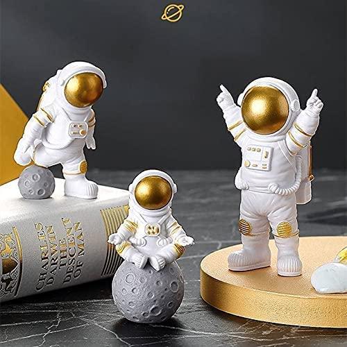 Astronaut Spaceman Statue Home Office Decors Set of 3 - Golden