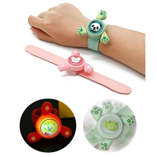 LED Light Kids Spinning Toy Slap Band Cartoon Bracelet