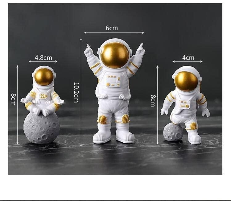 Astronaut Spaceman Statue Home Office Decors Set of 3 - Golden