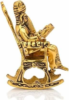 Golden Lord Ganesha Statue Sitting On A Rocking Chair Showpiece