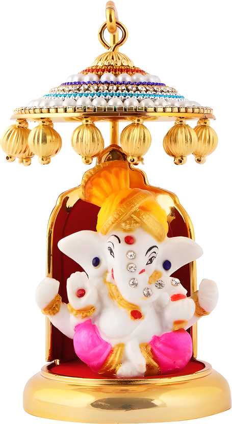 Ganesh Ji Idol Statue for Car Dashboard Showpiece - 6 cm  (Polyresin, Multicolor)