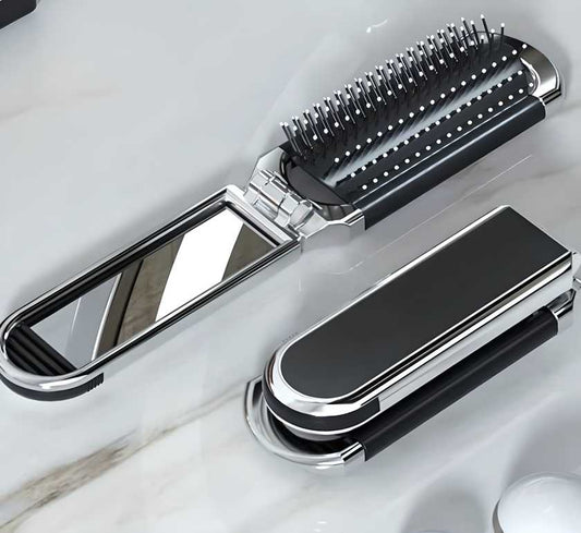 TechToys™ Unisex Travel Folding Mirror Hair Brush