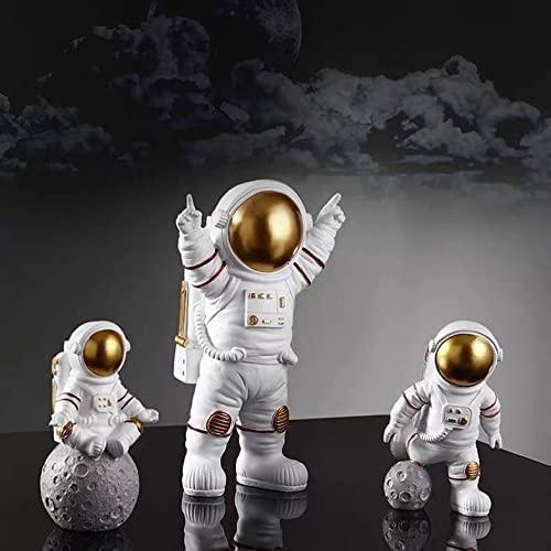 Astronaut Spaceman Statue Home Office Decors Set of 3 - Golden